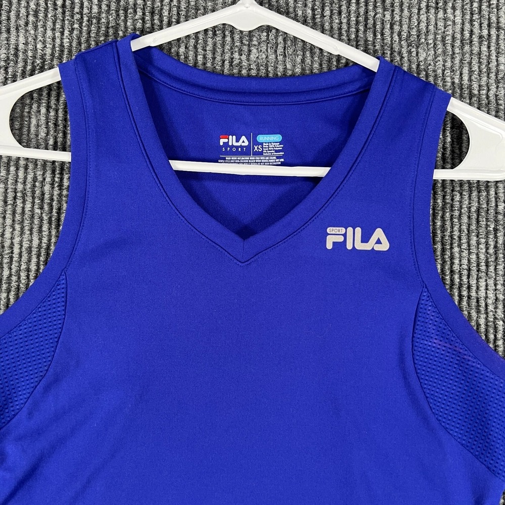 FILA Tank Top Shirt Womens XS Extra Small Blue V Neck Sport Active Casual Gym